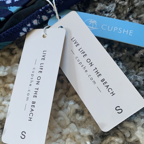 NWT Cupshe Navy Floral Cutout Bikini Set - Picture 7 of 10